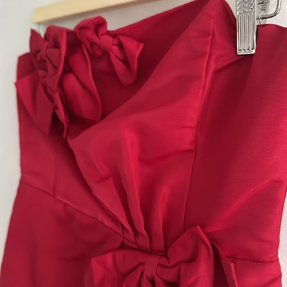 Oasis red strapless mini dress with bow details women’s 6 - Picture 7 of 11